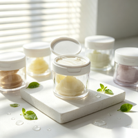 Pot en plastique transparent PET à large ouverture, 200g 300g, avec couvercle à charnière, étiquette adhésive, pour cosmétiques en gros, pinces, cotons-tiges, couleur personnalisée