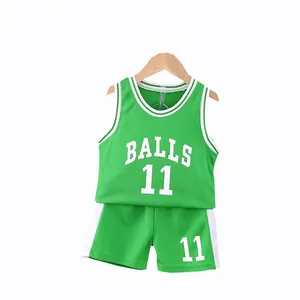 Großhandel basketball uniformen 1 jahr alt-Hohe-qualität boutique baby jersey zwei-stück atmungsaktiv und schweiß-absorbent 1-5 jahre alten jungen sport weste basketball uniform anzug