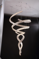 Lustre en cristal pour escalier à haut plafond, style français moderne, luxueux et élégant, luminaire suspendu pour hall d'hôtel, projet commercial haut de gamme