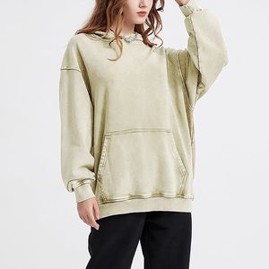 Felpa con Cappuccio Oversize Personalizzata con Logo, Alta Qualità, Effetto Invecchiato, Pesante, con Stampa in Rilievo per <span class=keywords><strong>Donna</strong></span> - Product Image 5