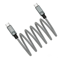 Kabel Data Pengisian Cepat Magnetik Retractable, Kabel Data USB-C ke USB-C Berbahan Nilon Kepang dengan Sistem Penggulung Otomatis untuk Ponsel