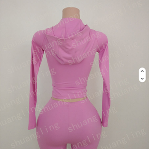 2025新着女性用ヨガフィットネスセット2ピースセットブートカットフレアパンツとマッチングジャケットジムカジュアルウェア - Product Image 5