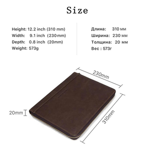 Venta al por mayor de cuero genuino de la cartera de negocios caso notebook con cremallera - Product Image 3