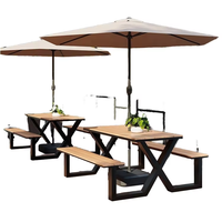Table de pique-nique moderne intégrée en alliage d'aluminium et plastique, ensemble banc et table de parc écologique pour mobilier d'extérieur
