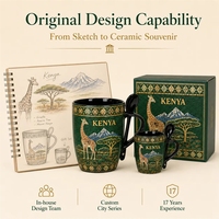 Souvenir touristique d'Afrique, Kenya, ensemble de tasses en céramique modernes, compatibles micro-ondes et lave-vaisselle, tasse à café, cuillère, personnalisation OEM ODM, vente en gros