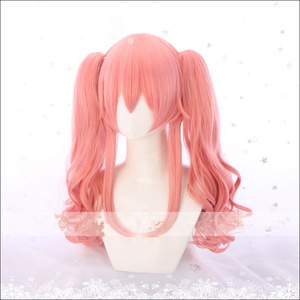 Venta al por mayor 55cm largo Rosa destino/Gran Orden Anime Tamamo no Mae peluca sintética Cosplay pelucas con dos coletas - Product Image 5