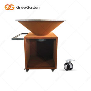 Barbecue à charbon de bois de camping en plein air barbecue corten barbecue grill avec poignées et roues - Product Image 5