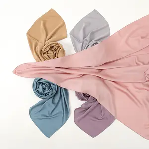 Vente en gros, foulard malaisien, nouveau style, 125cm, couleur unie, carré, en satin, hijab, pour femmes