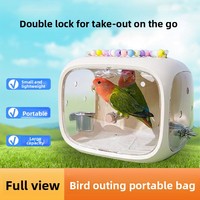 Cage de transport portable en acrylique pour perroquets avec mangeoire et perchoir, sac de transport respirant pour l'extérieur pour perruches et agapornis