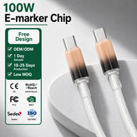 Kabel Data USB-C ke USB-C KYT 100W Braided Nylon 5A Pengisian Cepat untuk iPhone 15 Pro Max dan Komputer