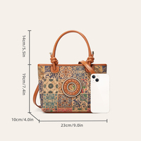 Sac fourre-tout en liège écologique et durable, personnalisé avec imprimé vintage, sac à main tendance pour femme, porté 2 façons, vente en gros
