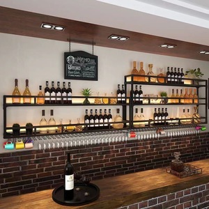 Estante de Vino Moderno de Madera Maciza y Metal para Montar en la Pared, Soporte Invertido para Copas de Vino, Mueble de Almacenamiento para el Hogar - Product Image 5