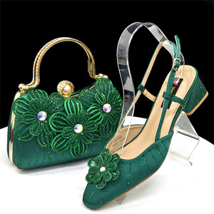 Conjunto de Zapatos y Bolso de Noche para <span class=keywords><strong>Mujer</strong></span>, Estilo Princesa, Dorado Otoñal, Estilo Instagram, <span class=keywords><strong>Sandalias</strong></span> de Tacón de Aguja con Punta Cuadrada, Cómodas - Product Image 2