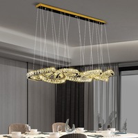 Lampe suspendue créative de luxe en forme d'anneau circulaire, en or et cristal, pour restaurant, bar, bureau, salle à manger, style postmoderne
