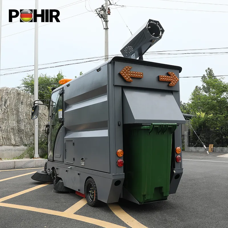 Camion électrique de nettoyage de balayeuse de route de représentation avec le réservoir d'eau à vendre