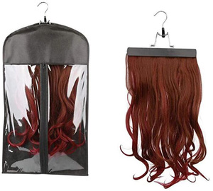 WeDo Factory Custom Brand Logo Printing Clear PVC Wig Bag Storage With Hanger 12 Inch Dustproof Hair Extension Bag Wholesale
