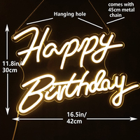 Großes Kaltweißes Happy Birthday Neon-LED-Leuchtschild für Geburtstagsfeier-Hintergrund-Dekoration Dimmbares USB-Betriebenes Banner