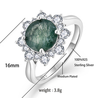 Bague de mariage personnalisée élégante et sophistiquée inspirée de la forêt, en agate mousse verte naturelle, pour femme, à porter au quotidien