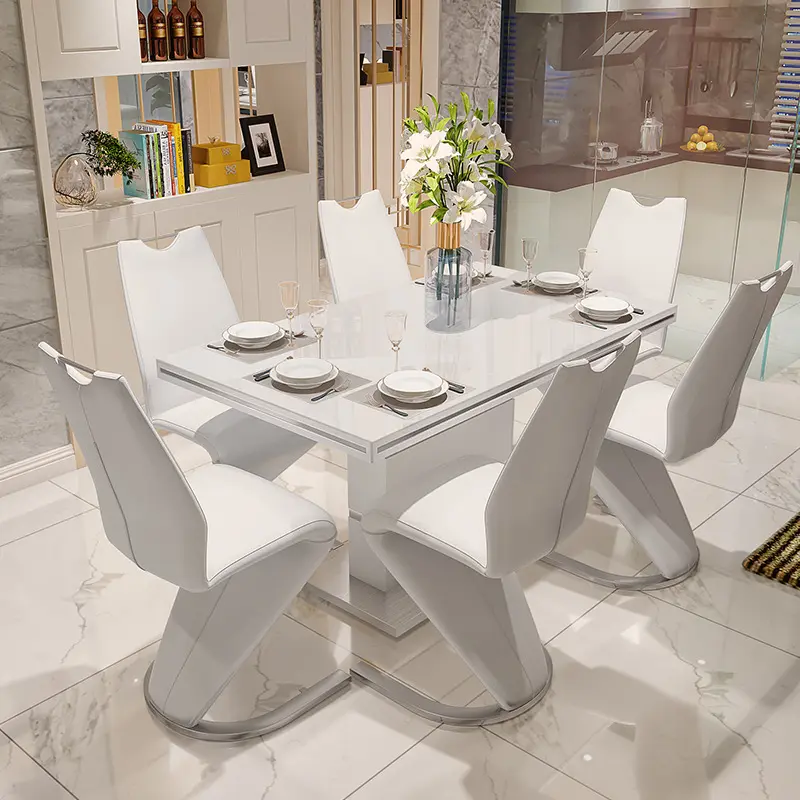 नॉर्डिक आधुनिक भोजन कक्ष फर्नीचर टेबल एक चरनी complet 4 6 सीटें खाने की मेज Mdf खाने की मेज और कुर्सी