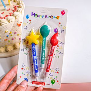 Juego de 3 Velas de <span class=keywords><strong>Cumpleaños</strong></span> con Forma de Globo de Estrella de Dibujos Animados de 10 cm de Largo, Decoración Colorida para Pastel para Fiestas de <span class=keywords><strong>Cumpleaños</strong></span> Infantiles - Product Image 2
