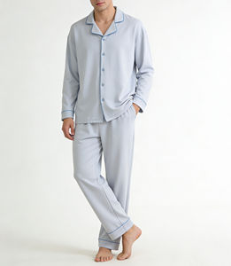 <span class=keywords><strong>Pigiama</strong></span> da <span class=keywords><strong>Uomo</strong></span> Lijia di Alta Qualità, Blu Chiaro, 260g, Abbigliamento da Casa Traspirante e Fresco, Maglia a Maniche Lunghe e Pantaloni Lunghi - Product Image 2