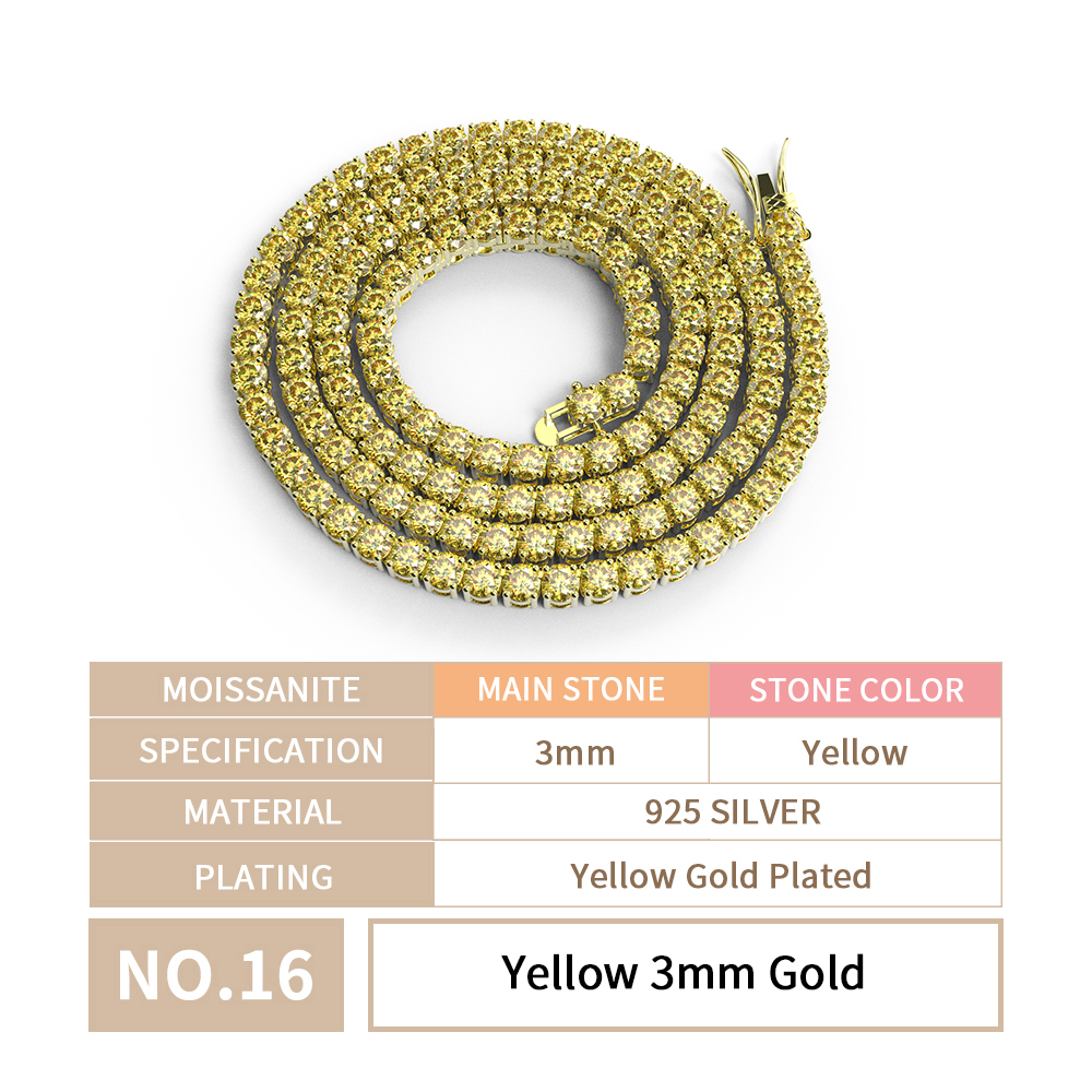 3MM chain + yellow moissanite