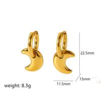 Boucles d'oreilles créoles tendance Cœur Lune Étoile Fleur, étanches, inaltérables, en acier inoxydable plaqué or 18 carats pour femmes et jeunes filles