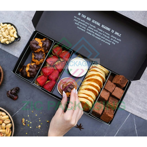Logotipo personalizado Impresión de grado alimenticio Galletas de papel negro Waffles Caja de inmersión de <span class=keywords><strong>chocolate</strong></span> con inserto de compartimentos - Product Image 2