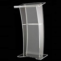 Atril de acrílico transparente Respetuoso con el medio ambiente Lucite Church Podium Transparente PMMA Pulpit Modern Church Pulpit Classroom Atril Podium