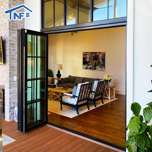 Portes pliantes en verre en alliage d'aluminium au design moderne personnalisé, systèmes de murs de patio en verre pliables avec <span class=keywords><strong>filet</strong></span> en fibre de verre - Product Image 4