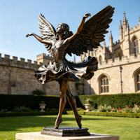 Statue d'art personnalisable, sculpture en bronze élégante de style européen pour jardin de villa, statue de ballerine ailée