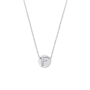 Collana in Acciaio Inossidabile con Ciondolo Lettera F Monofacciale da 1CM, Gioielli Moda Donna - Product Image 1