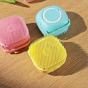 Soft Safety Foldable 2-in-1 Pet Dog Grooming Silicone Shower Massage Shampoo Dispenser <b>Brush</b> Bath <b>Brush</b> - Product Image 3