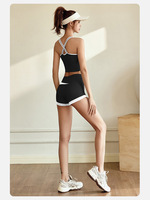 Ensemble 2 pièces de sport et yoga pour femme, sans couture, respirant, léger, avec short et fermeture élastique à la taille