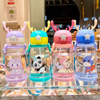 Botella de Agua Infantil SilverJet de Plástico de 500 ml con Pajita, Diseño Atractivo, Apta para Agua Hirviendo, para Uso Escolar y al Aire Libre, Libre de BPA