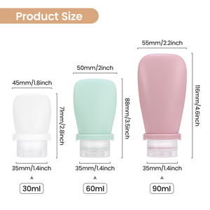 Silicone <b>Travel</b> Size Squeeze <b>Bottles</b> Kit 4 in 1, TSA Approved Leak Proof <b>Refillable</b> Liquid Dispenser for Cosmetic Lotion - Product Image 4