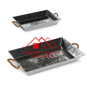 Vente chaude Galvanisé Fantaisie Plateau De Service Vente Chaude En Métal Fer À La Main Plateau De Service pour Table Basse 2024 Nouvelle Conception Bar - Product Image 1