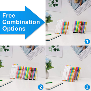 Porte-stylo de bureau en acrylique transparent à 4 compartiments à un niveau personnalisé organisateur de papeterie de table pour la maison, le bureau et le salon scolaire - Product Image 6