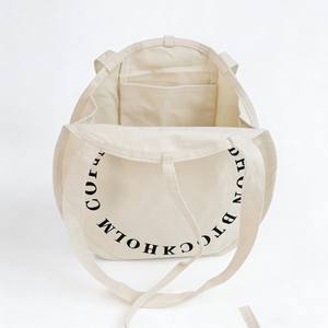 Grand sac fourre-tout en toile de coton, forme ronde, écologique et durable, tissu épais 16 oz, avec votre logo personnalisé, toile circulaire - Product Image 4