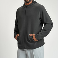 Veste à capuche antistatique en polaire pour homme, légère, zippée, sweat-shirt de sport à manches longues, manteau de sport pour la course à pied, la gym et la remise en forme