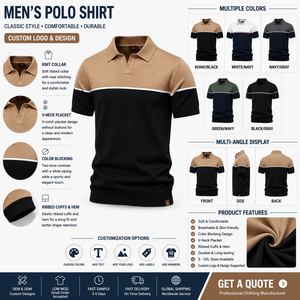 Camisas Polo Personalizadas de Manga Corta para Hombre, con Paneles de Color en Bloques Horizontales de Dos Tonos y Logotipo Bordado - Product Image 2