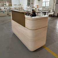 Comptoir de réception compact en marbre vert, comptoir cannelé marron, mobilier de salon de boutique, fabrication OEM/ODM sur mesure, fabricant chinois