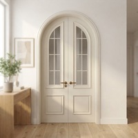 DEMEA Porte intérieure en bois à double vitrage cintrée de haute qualité pour salons, appartements et décoration intérieure moderne.
