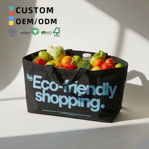 Reusable Black Canvas Tote Bag <b>Printed</b> Logo Grocery Cotton Custom Eco Friendly Shopping Durable <b>Large</b> for Shopping - Product Image 1