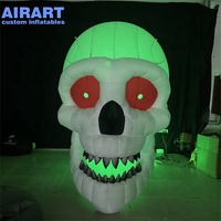 Crâne géant gonflable personnalisé lumineux, avec lumières LED intégrées, tête de squelette gonflable d'horreur pour le festival d'Halloween