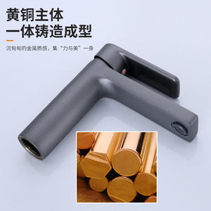 Grifo de lavabo negro estilo hotel, de un solo orificio, monomando, montado en cubierta, con válvula cerámica y construcción de latón. - Product Image 4