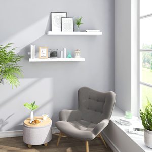 Mensola a Muro a Due Livelli in MDF Bianco, Set di 2 Pezzi per Cucina, Bagno e Soggiorno - Product Image 6