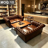 Ensemble table et canapé de salle à manger 4 places en cuir et bois, style moderne et luxueux, personnalisable OEM ODM pour bars, restaurants et hôtels