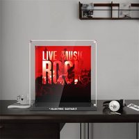 Boîte de rangement en acrylique, vente en gros, marque personnalisée, lumière LED, coffret cadeau, vitrine, guitare acrylique, boîte d'affichage LED
