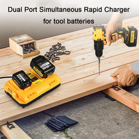 DCB102 Adaptor Catu Daya Baterai Li-Ion Port USB 12V/20V Maks untuk Peralatan Listrik Bahan ABS Tahan Api QC2.0 Pengisian Berlebih